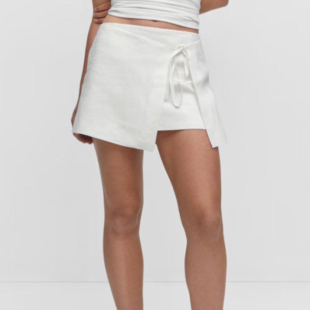 Mango White Wrap Mini Skort